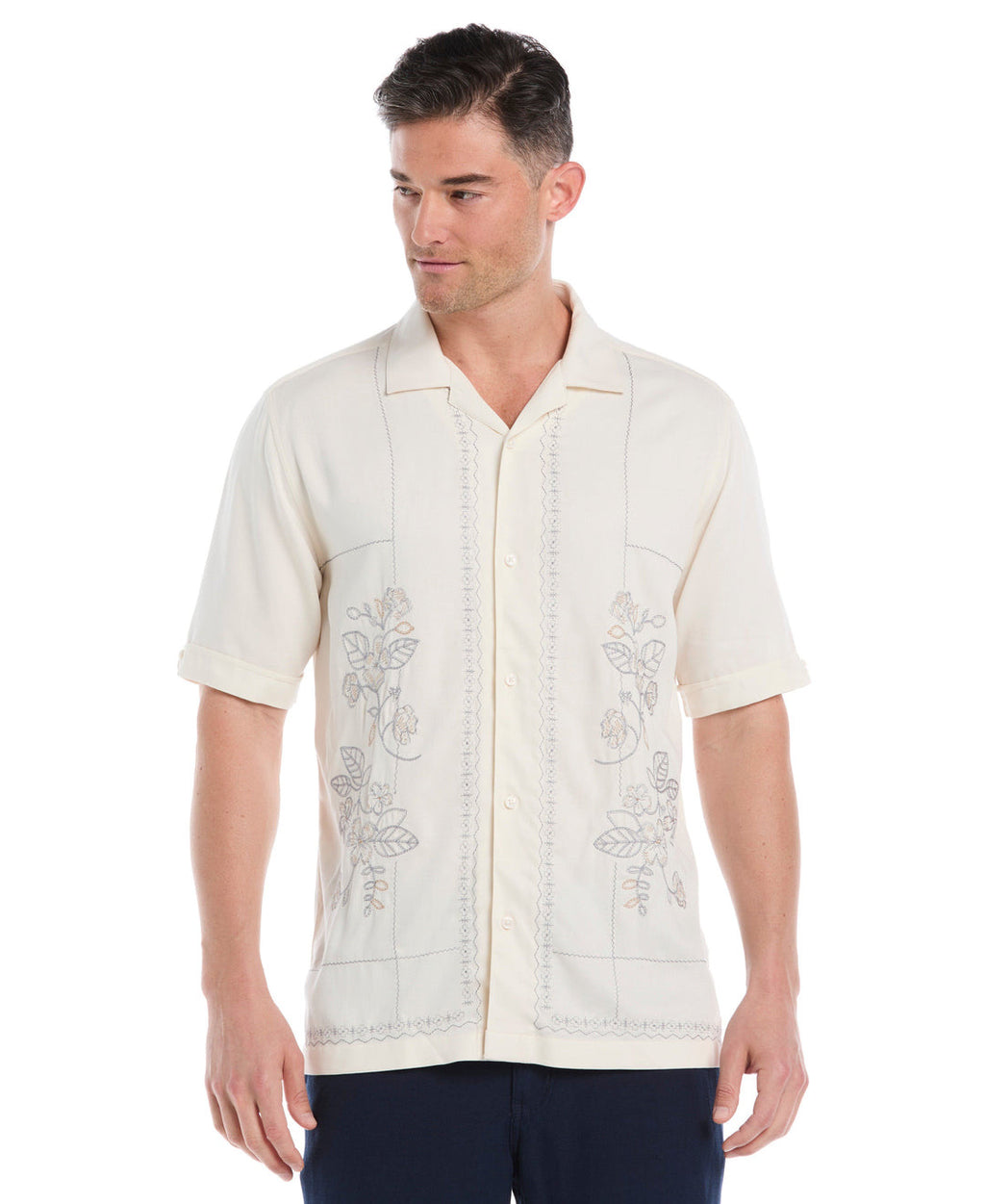 EMBROIDERED CAMP COLLAR SHIRT
