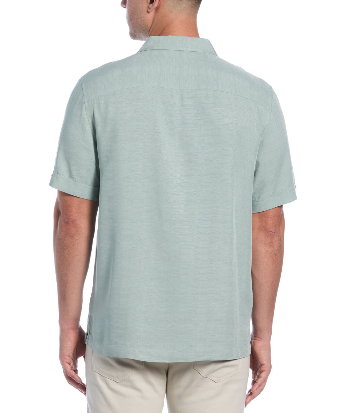 SOLID TEXTURED CUBAN COLLAR SHIRT