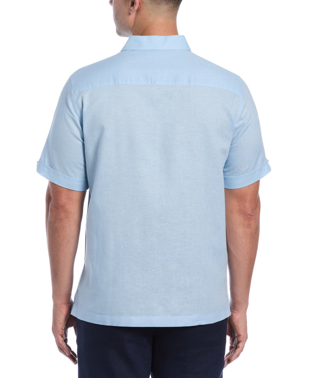 LINEN BLEND EMBROIDERED PANEL SHIRT