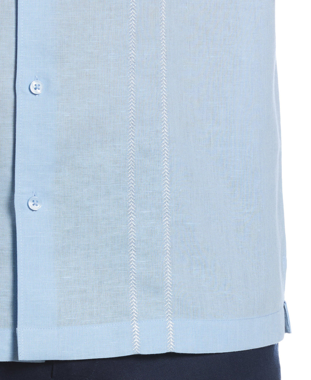 LINEN BLEND EMBROIDERED PANEL SHIRT
