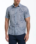 LINEN BLEND TROPICAL TONAL PRINT SHIRT