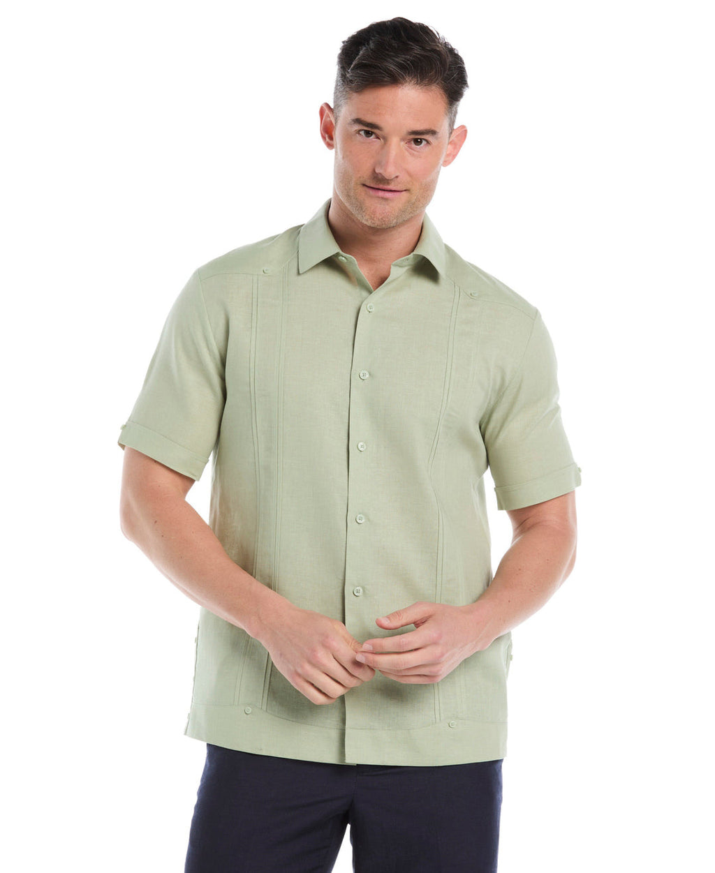 LINEN BLEND NO-POCKET GUAYABERA SHIRT