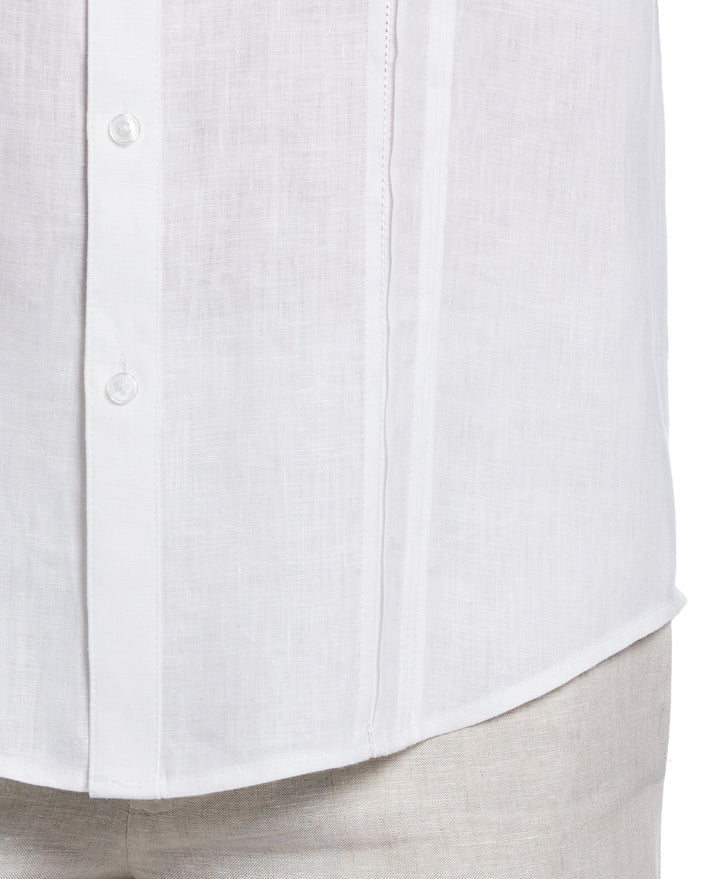 LINEN EMBROIDERED TUCK PANEL GUAYABERA SHIRT