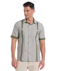LINEN BLEND CROSS DYE GUAYABERA SHIRT