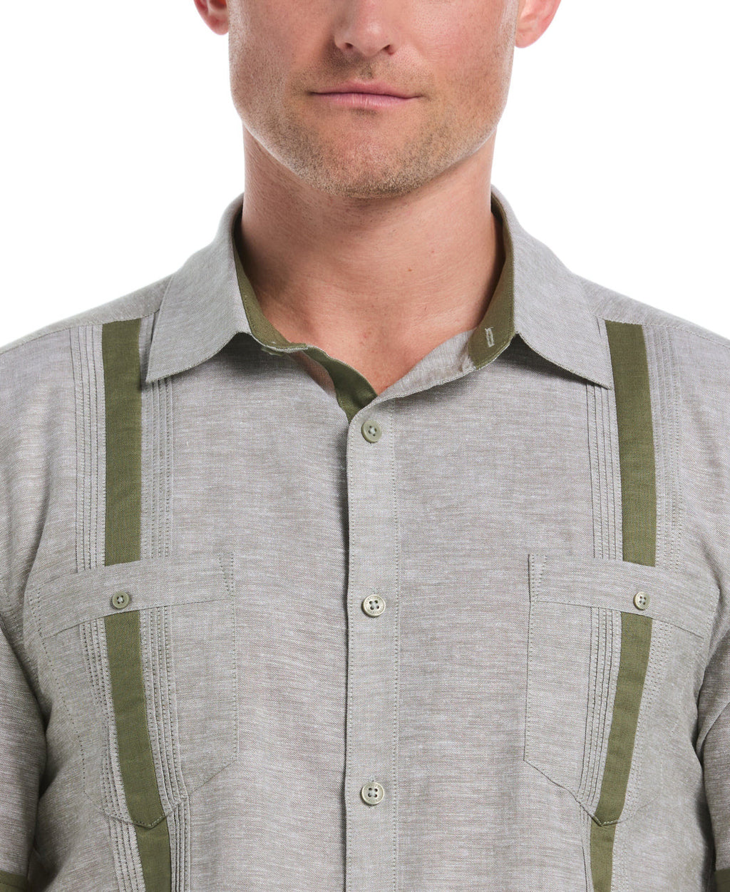 LINEN BLEND CROSS DYE GUAYABERA SHIRT