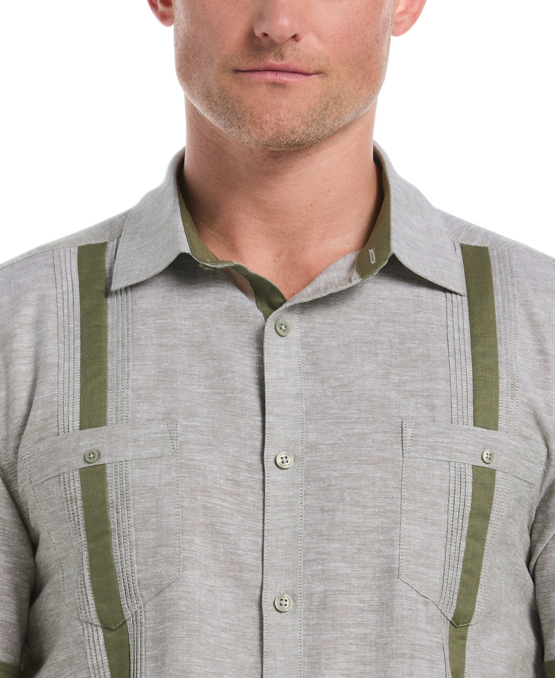 LINEN BLEND CROSS DYE GUAYABERA SHIRT