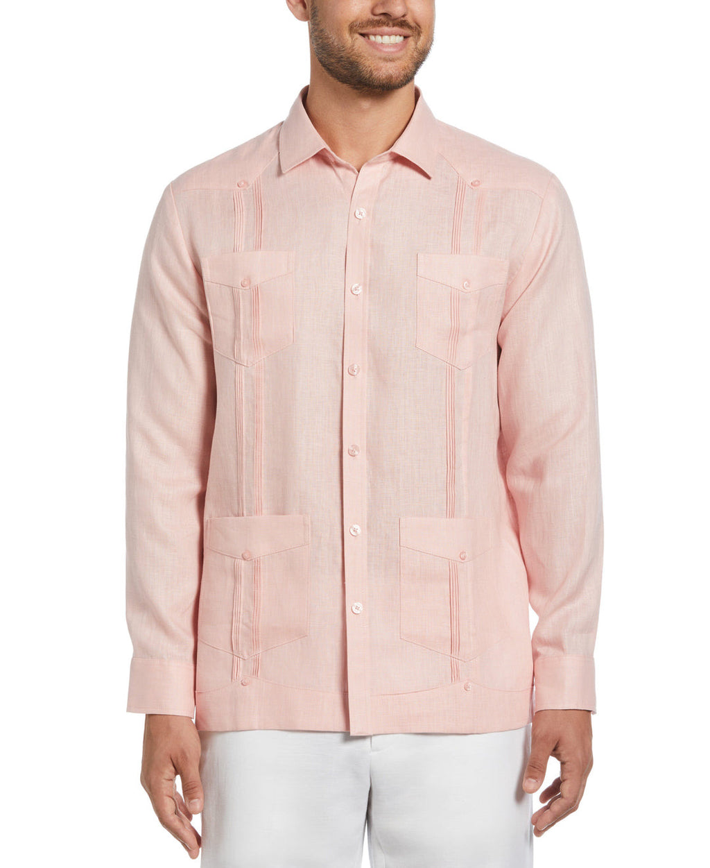 100% LINEN CLASSIC GUAYABERA SHIRT - LONG SLEEVE