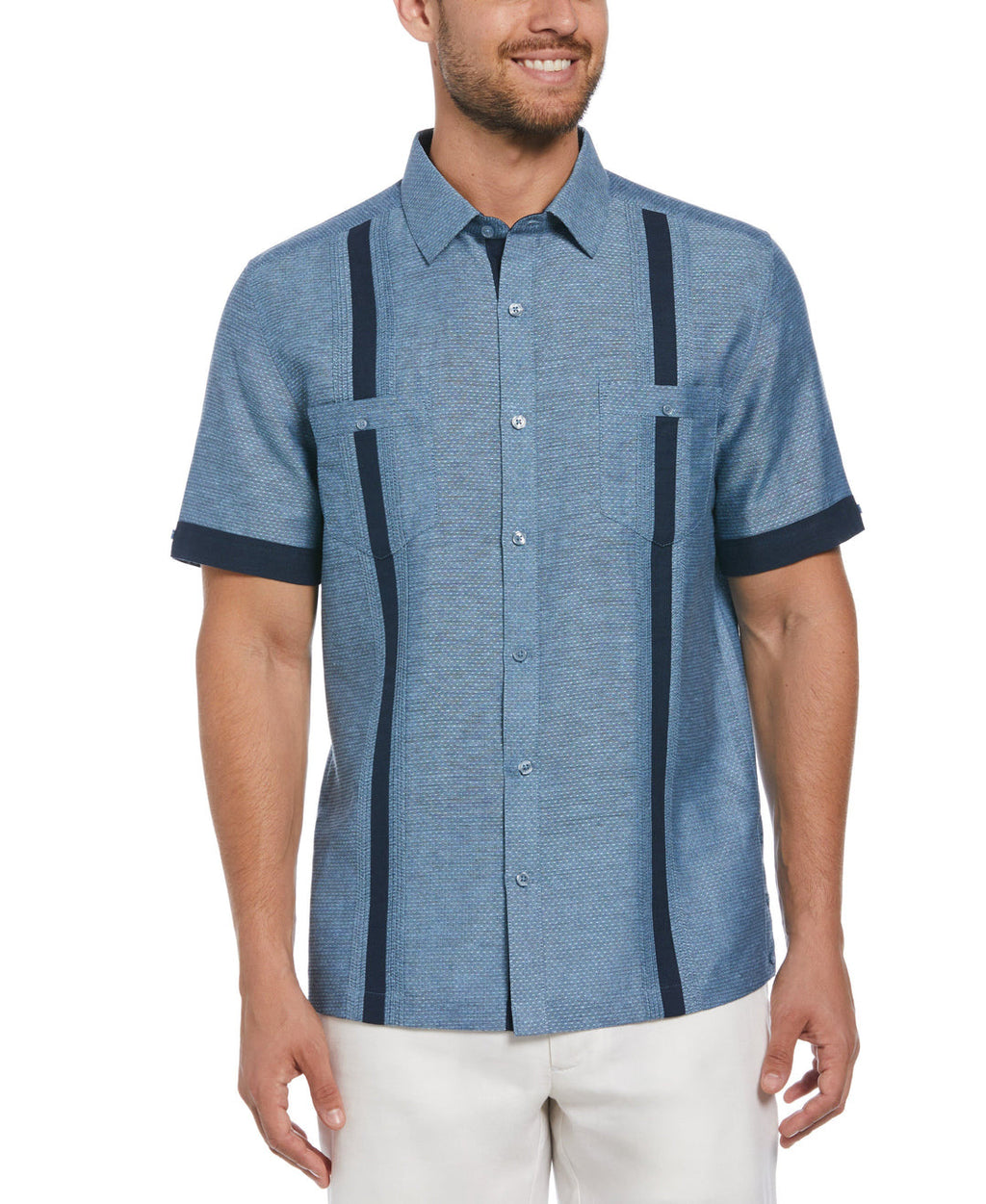 FASHION DOUBLE POCKET GUAYABERA SHIRT