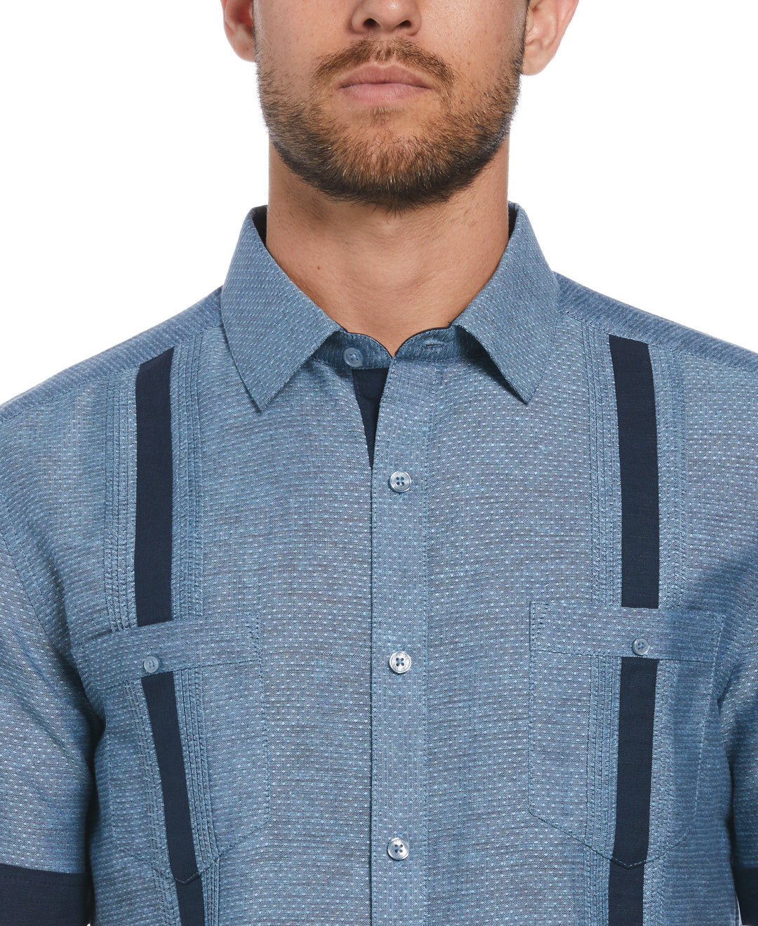 FASHION DOUBLE POCKET GUAYABERA SHIRT