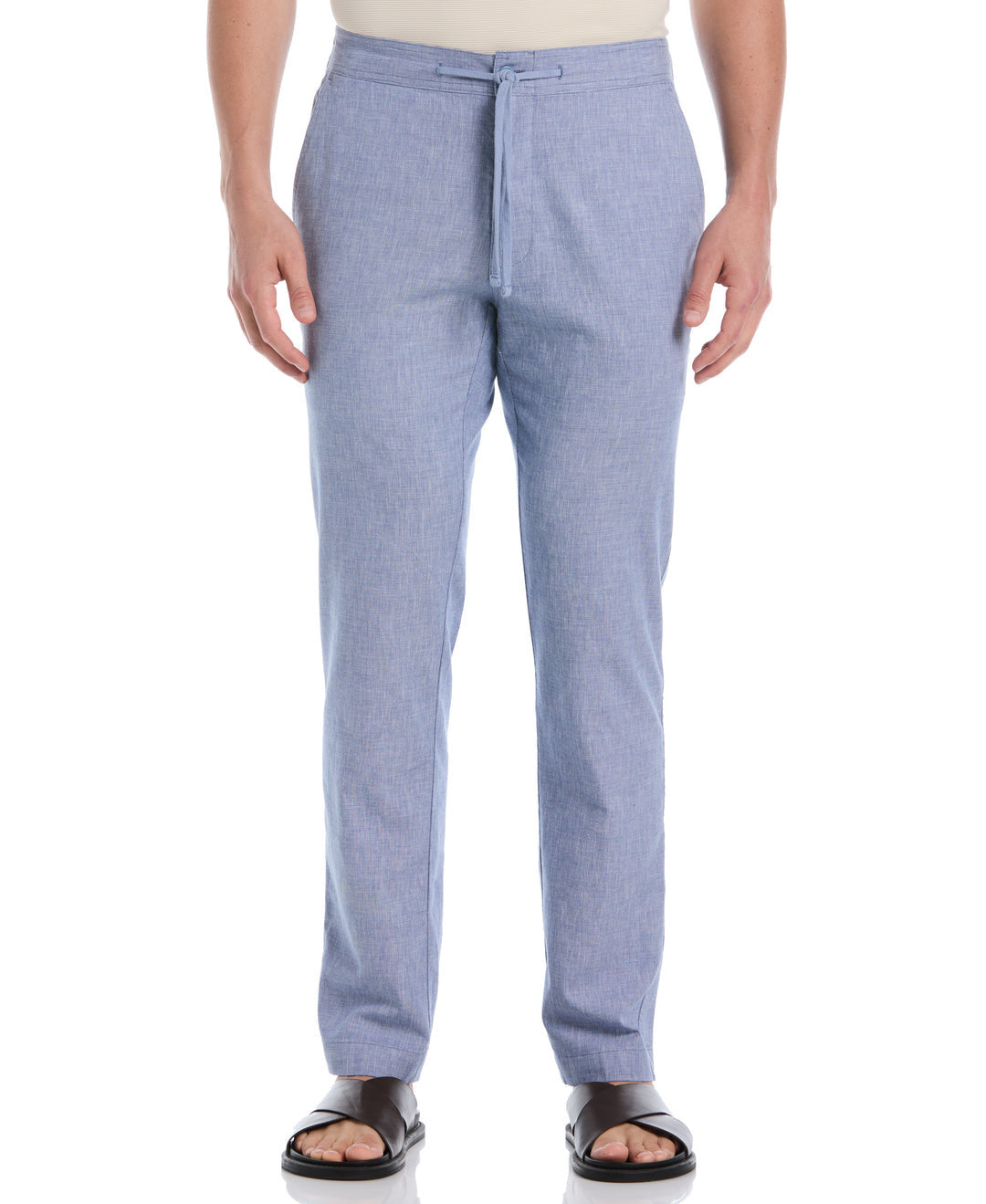 COTTON LINEN BLEND STRETCH DRAWSTRING PANT