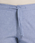 COTTON LINEN BLEND STRETCH DRAWSTRING PANT