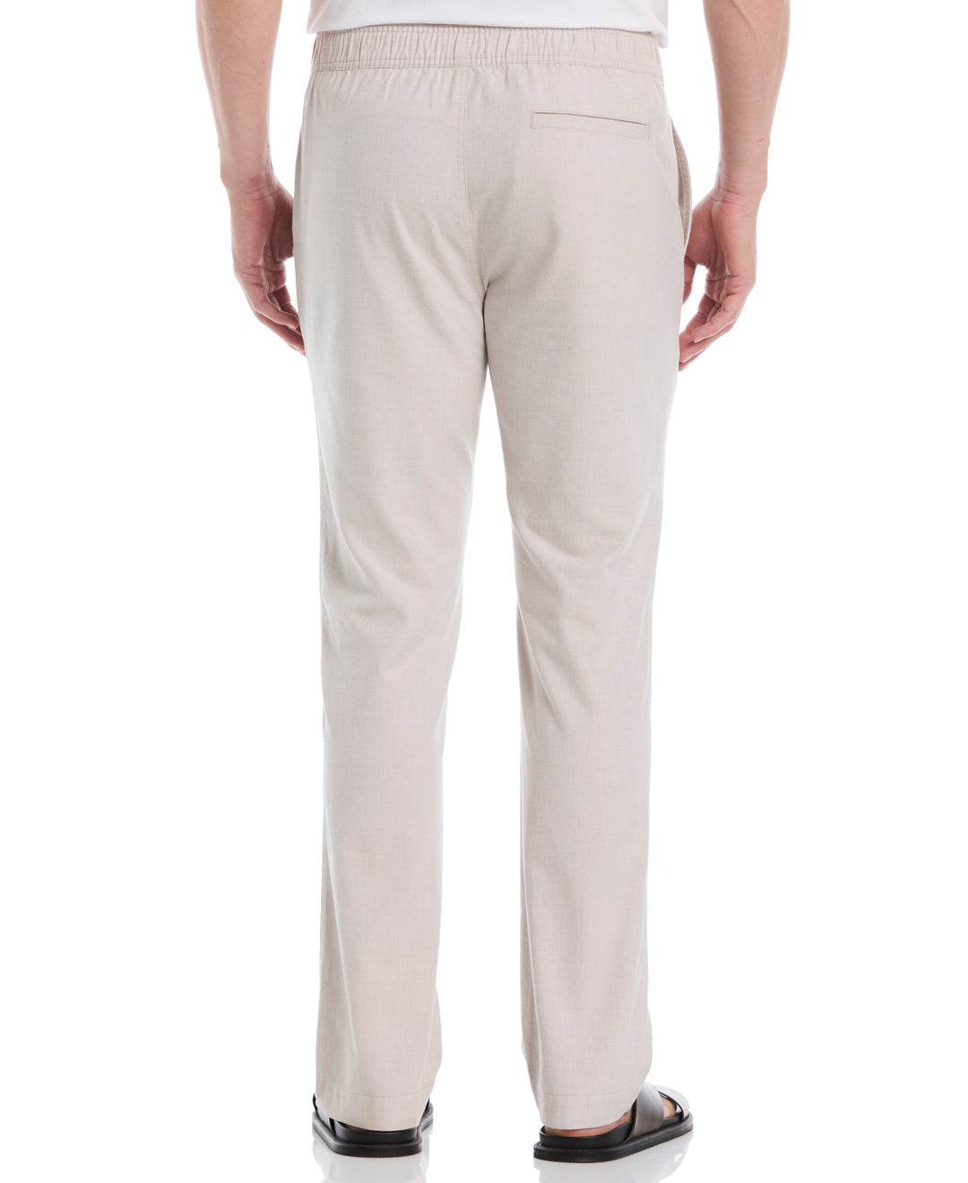 COTTON LINEN BLEND STRETCH DRAWSTRING PANT