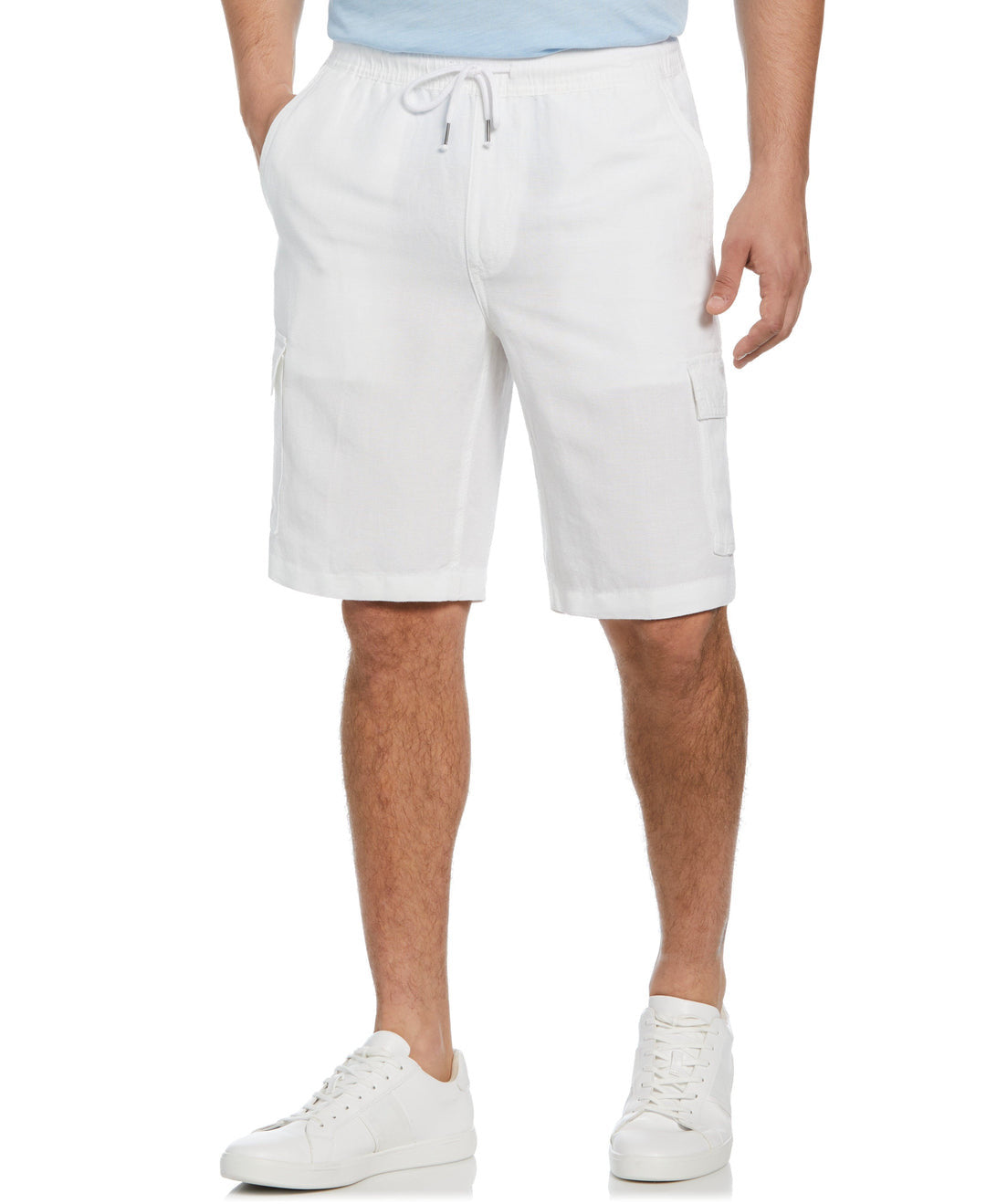 LINEN BLEND PULL-ON CARGO SHORTS