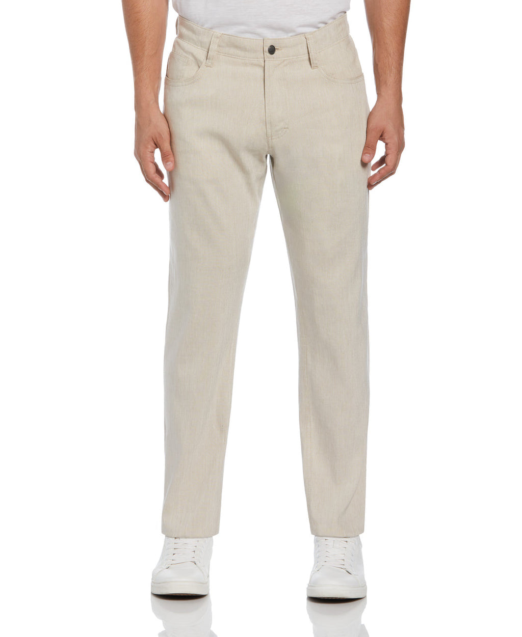 LINEN-BLEND STRETCH 5-POCKET PANTS