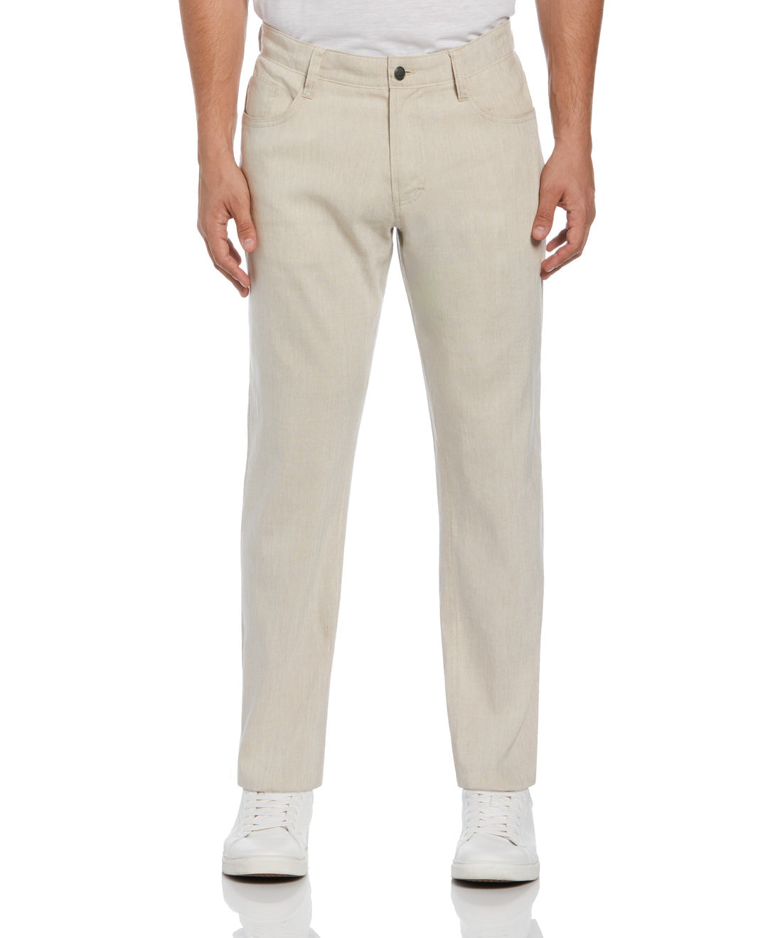LINEN-BLEND STRETCH 5-POCKET PANTS